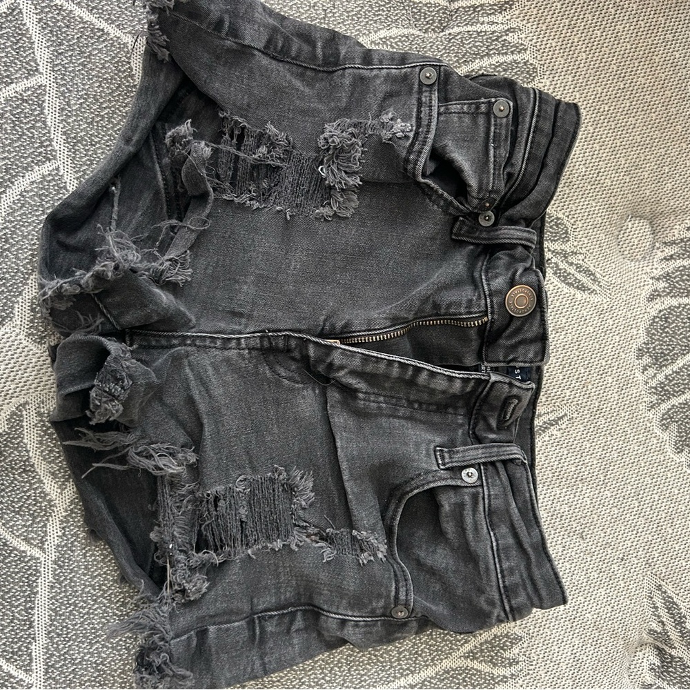 Aeropostale Black Distressed Jean Shorts